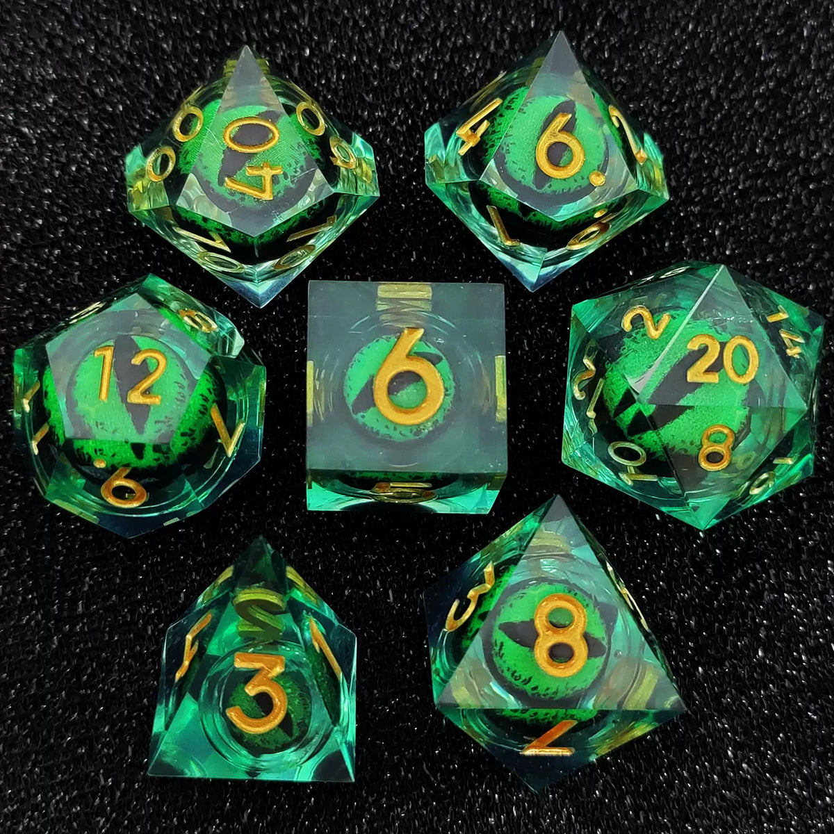 Floating Dragon Eye Polyhedral Dice Set Liquid Core RPG Dice for DND COC Tabletop Games
