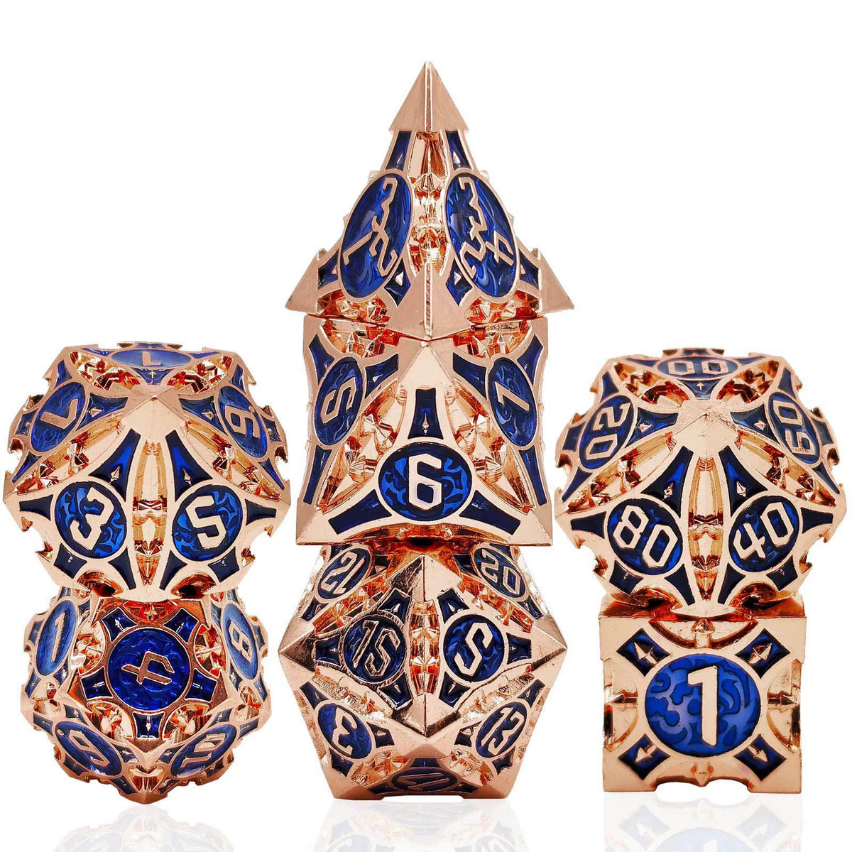 Solid Metal Sharp Edge RPG Dice Set Dragon Scale Polyhedral Gaming Dice for DND COC Warhammer Tabletop Games Collectible Gift