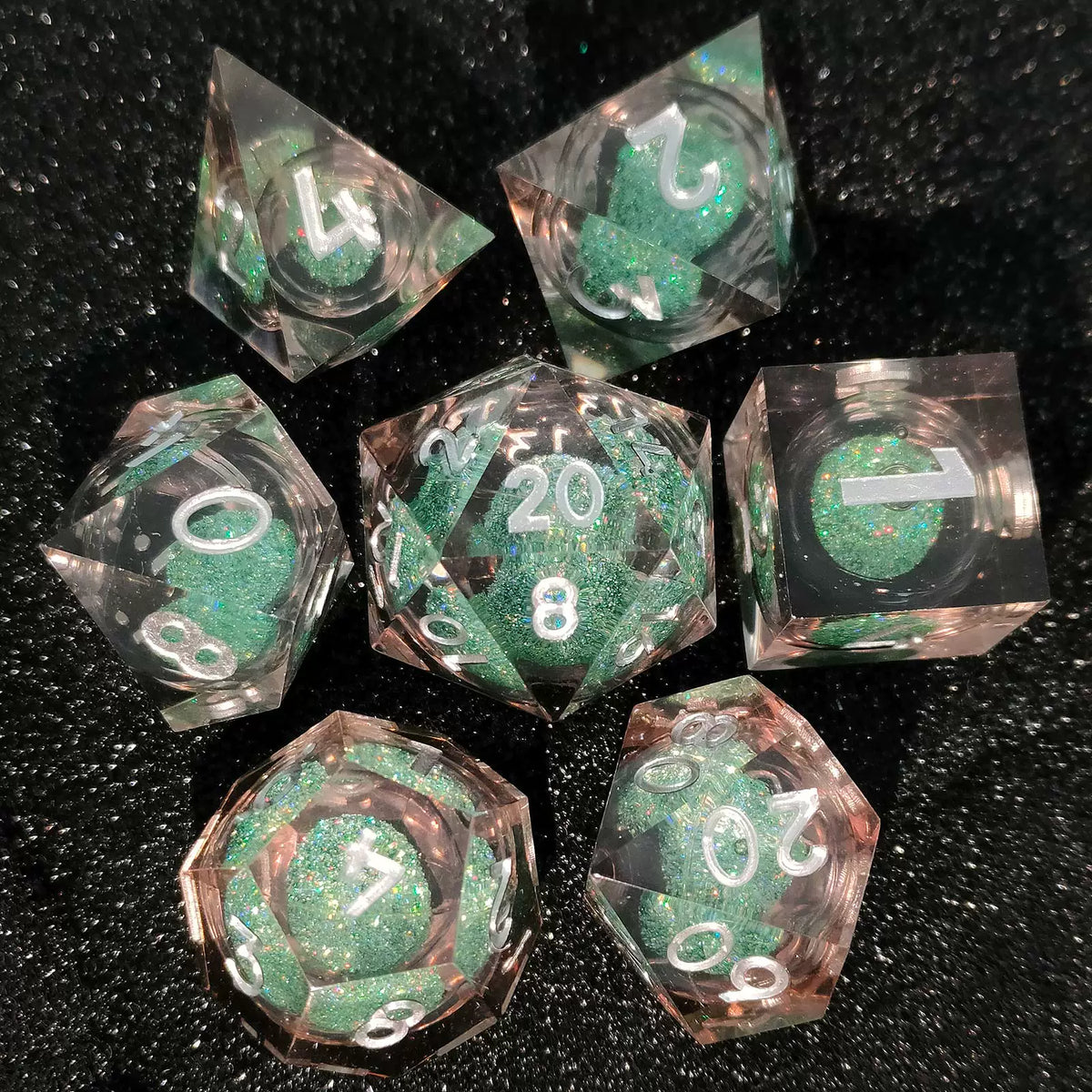 Floating Dragon Eye Polyhedral Dice Set Liquid Core RPG Dice for DND COC Tabletop Games