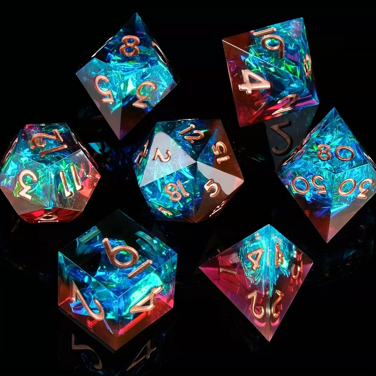Floating Dragon Eye Polyhedral Dice Set Liquid Core RPG Dice for DND COC Tabletop Games
