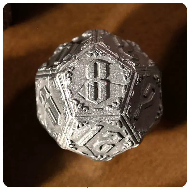 Cthulhu Deep Sea Relic Metal Polyhedral Dice Set, Antique Silver Tabletop DND RPG Gaming Dice