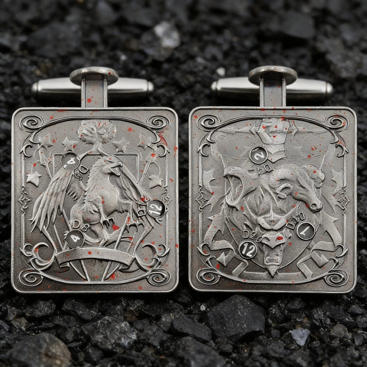 Novelty Cthulhu 3-Headed Monster Press Spinner Metal Dice, 7-in-1 Gyro Roulette D20 Polyhedral Dice for COC DND RPG Tabletop Board Game