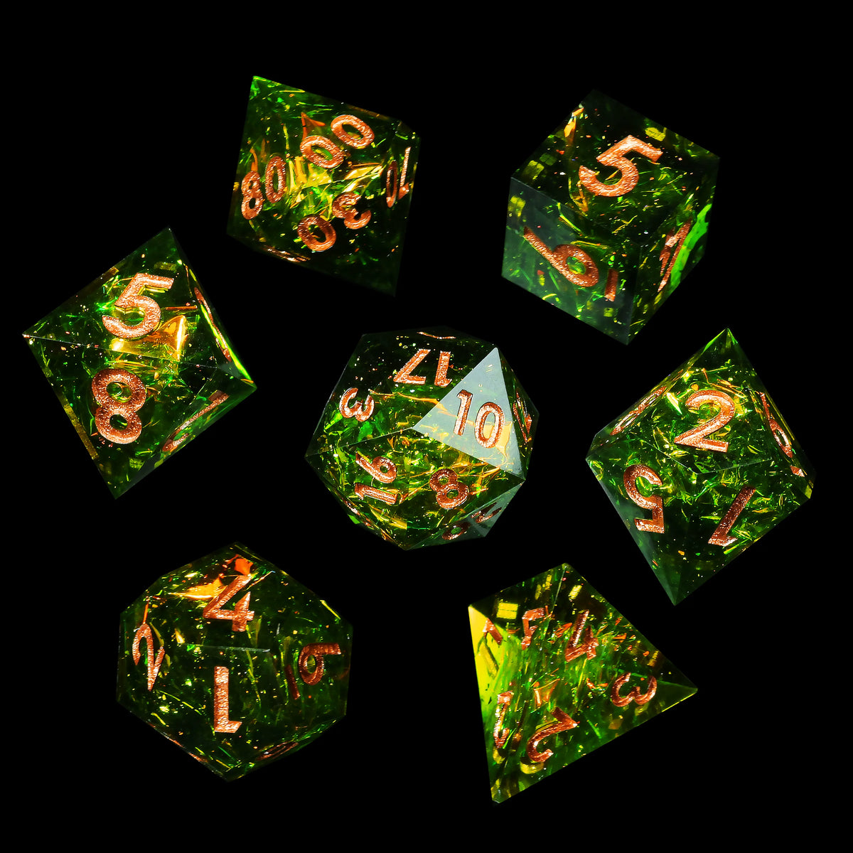 Mini Planet Handmade Resin DND Dice Set, 7-Piece Polyhedral RPG Dice with Gift Box for Dungeons and Dragons Tabletop Gaming