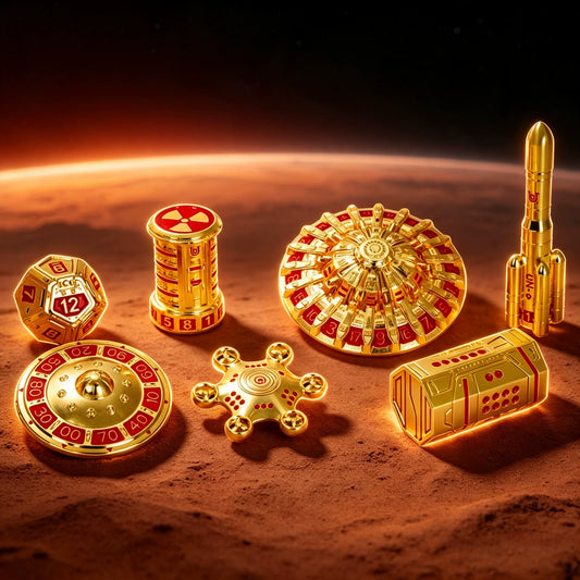 Pioneer Mars Sci-Fi Metal Dice Set Spaceship Themed Polyhedral RPG Dice for DND Tabletop Gaming Collectible Gift