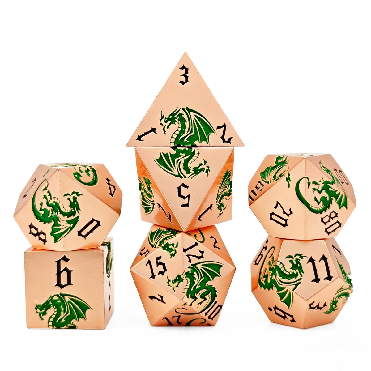 Etched Dragon Metal Polyhedral Dice Set for DND Tabletop RPG Games, Fantasy D&D Role-Playing Metal Dice Set with Storage Box