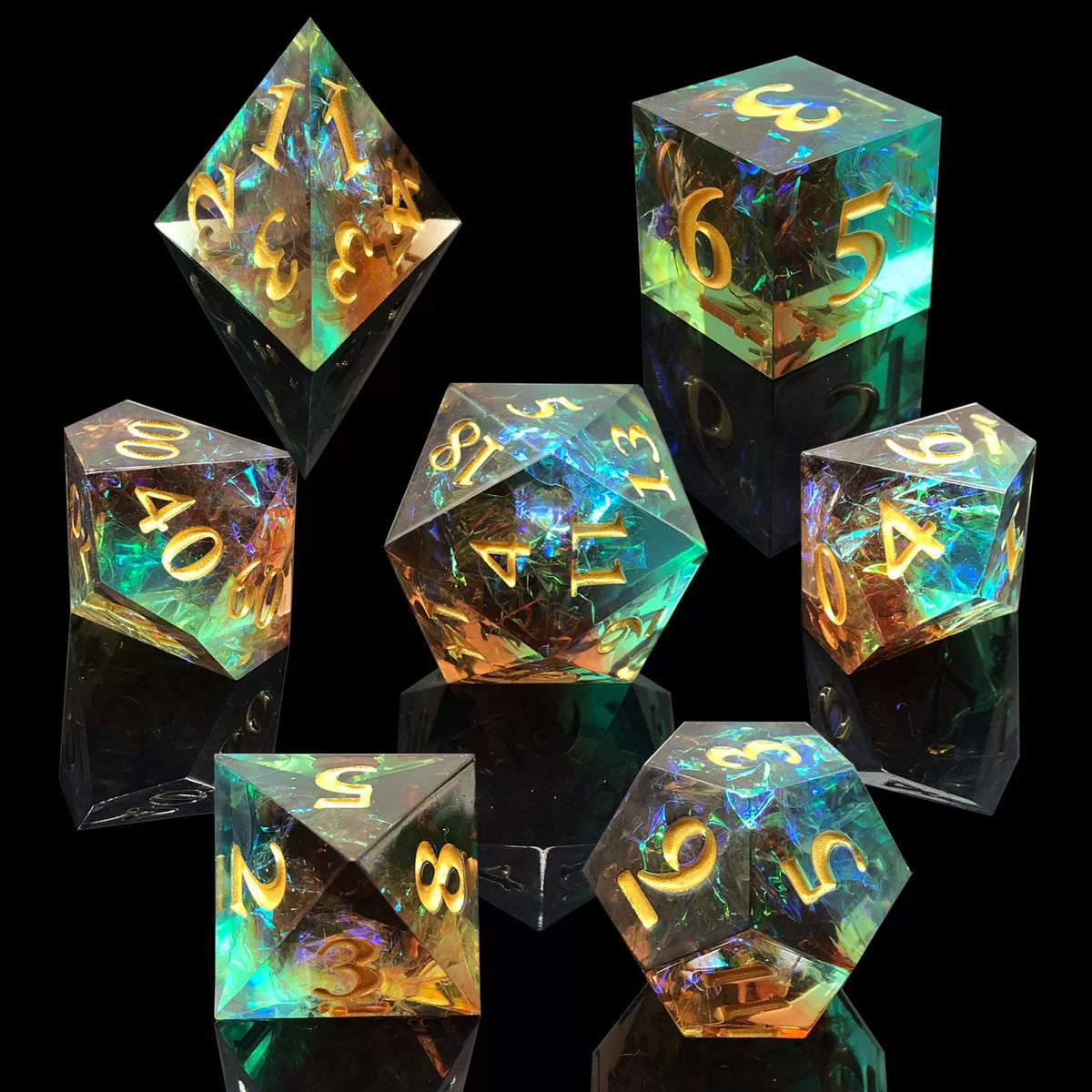 Floating Dragon Eye Polyhedral Dice Set Liquid Core RPG Dice for DND COC Tabletop Games