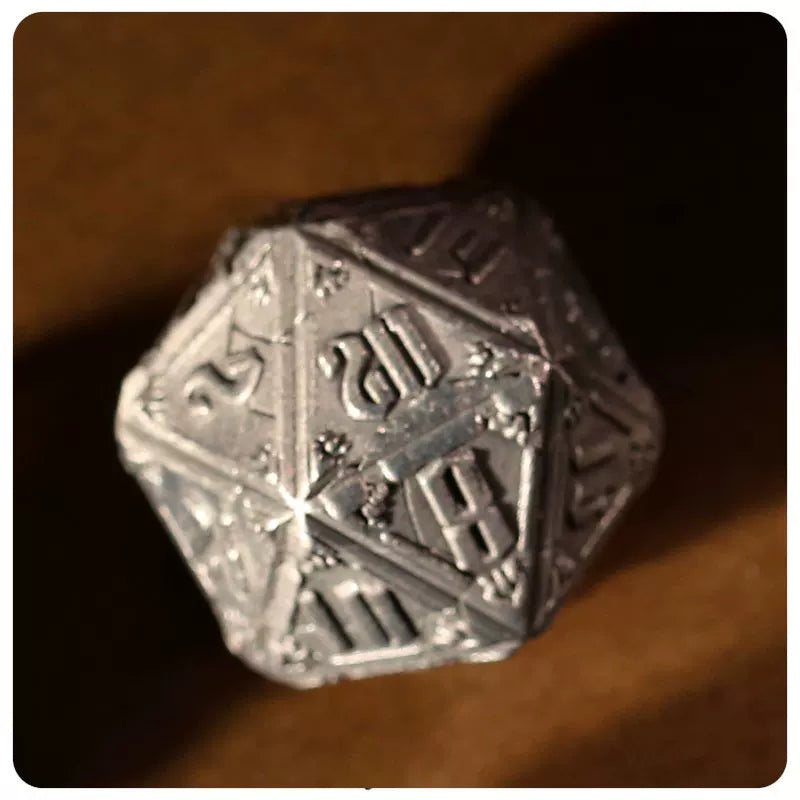 Cthulhu Deep Sea Relic Metal Polyhedral Dice Set, Antique Silver Tabletop DND RPG Gaming Dice