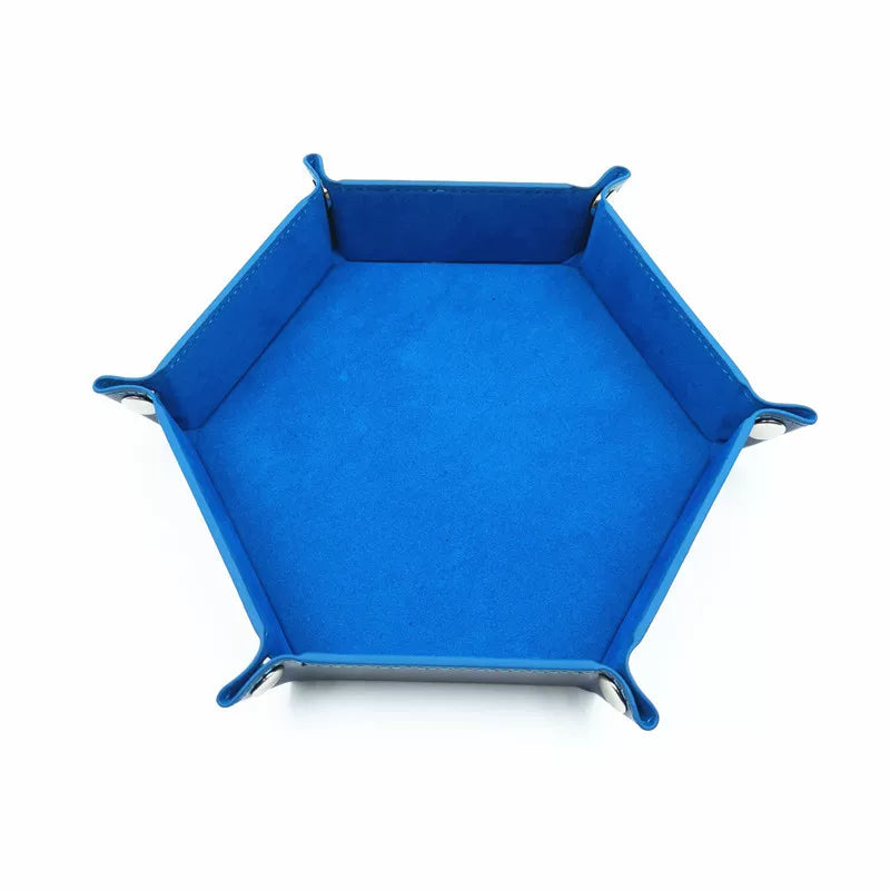 Hexagonal Velvet Dice Tray Collapsible Rolling Holder for DND RPG Tabletop Board Gaming and Storage