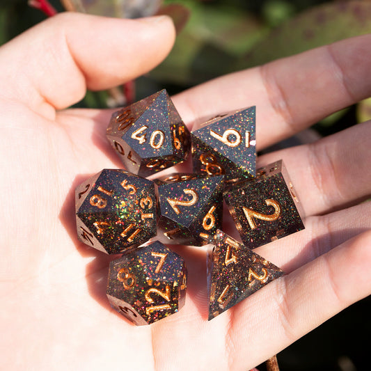 Mini Planet Resin Polyhedral DND Dice Set Mystic Space RPG Dice for Dungeons and Dragons TRPG Tabletop Games