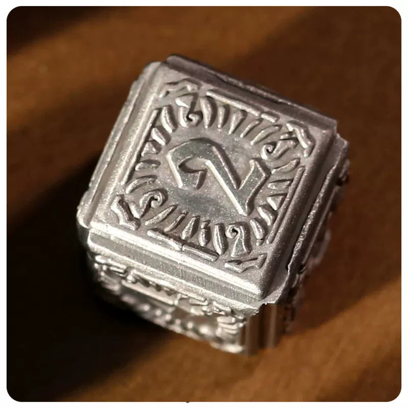 Cthulhu Deep Sea Relic Metal Polyhedral Dice Set, Antique Silver Tabletop DND RPG Gaming Dice