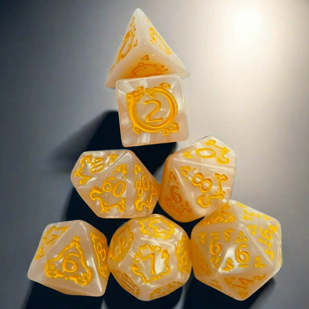 7-Piece Dragon Pattern Polyhedral DND Dice Set, Acrylic Tabletop RPG Roleplaying Game Dice for D&D, MTG, Pathfinder