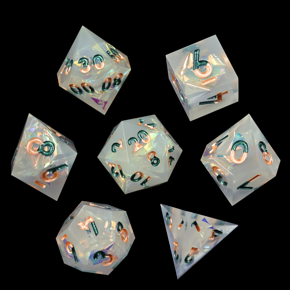 Mini Planet Handmade Resin DND Dice Set, 7-Piece Polyhedral RPG Dice with Gift Box for Dungeons and Dragons Tabletop Gaming