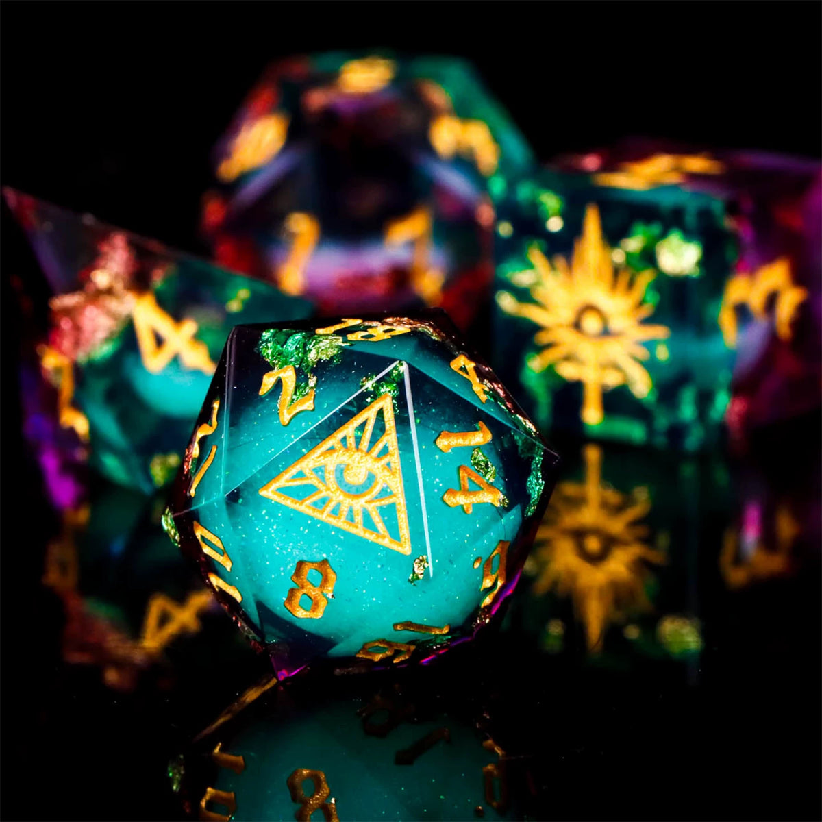 Demon Eye Polyhedral Dice Set for DND & COC Tabletop RPG, Fantasy D20 D6 Gaming Dice with Box