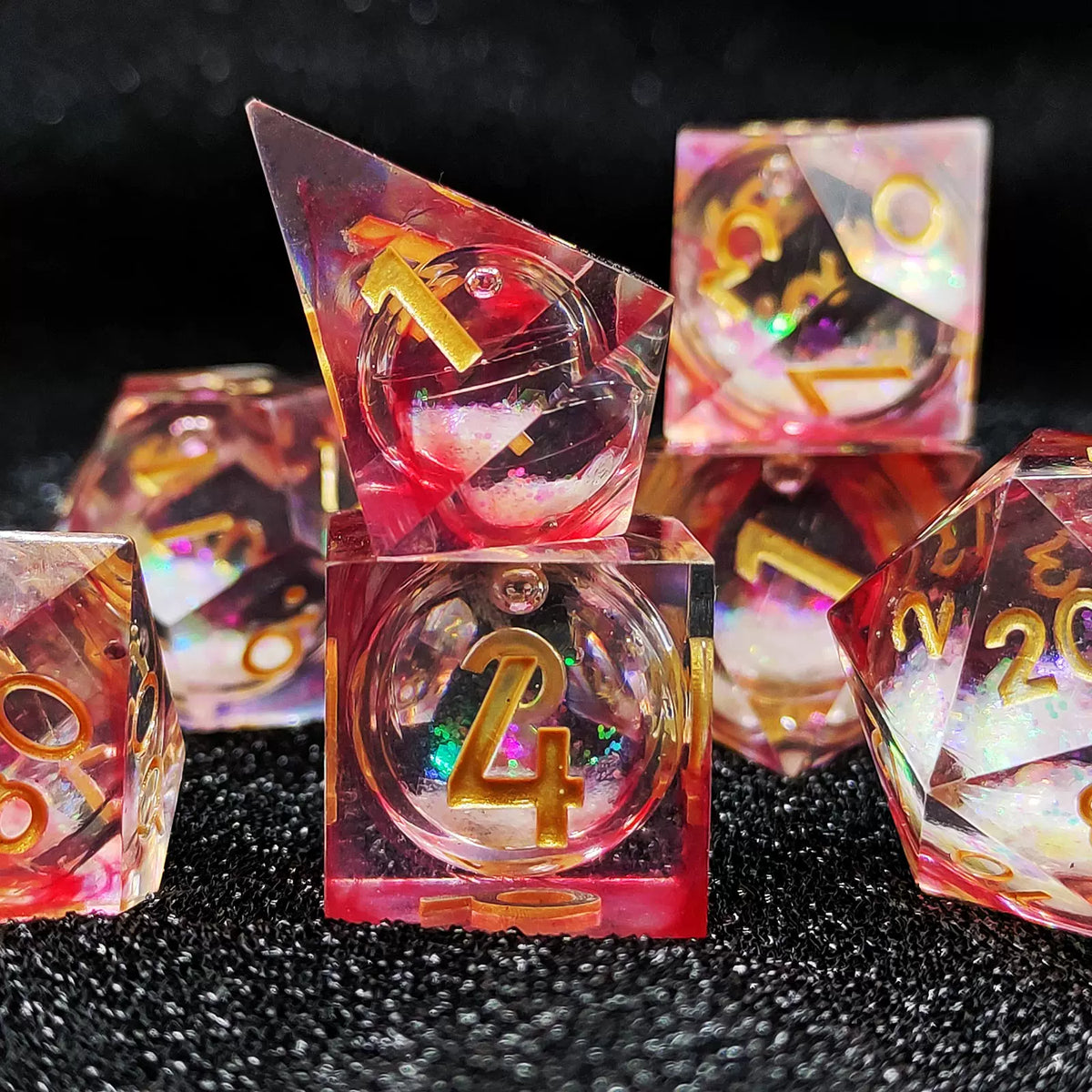 Floating Dragon Eye Polyhedral Dice Set Liquid Core RPG Dice for DND COC Tabletop Games