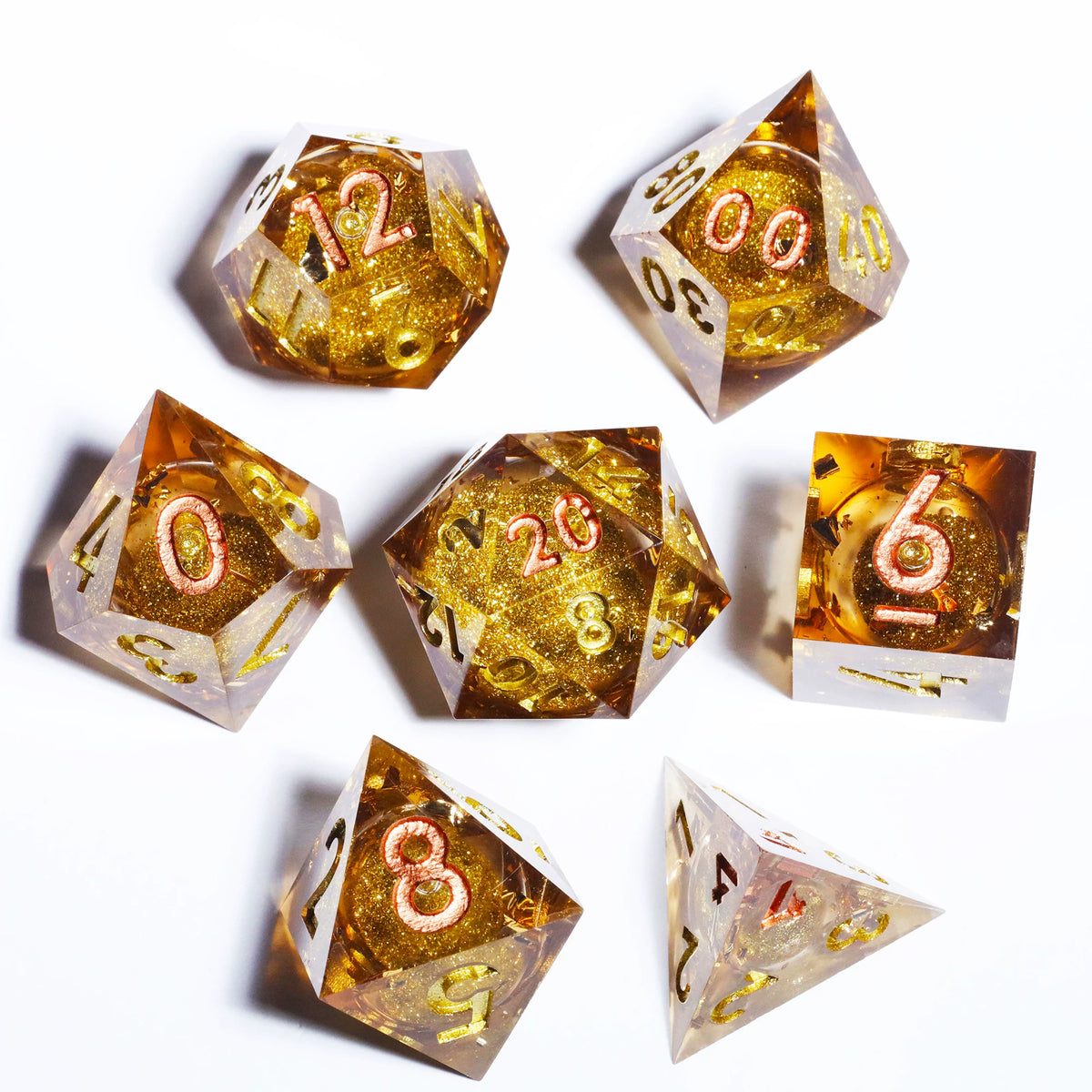 Handmade Liquid Core DND Dice Set, 7-Piece Sharp Edge Quicksand Resin Polyhedral RPG Dice for D&D