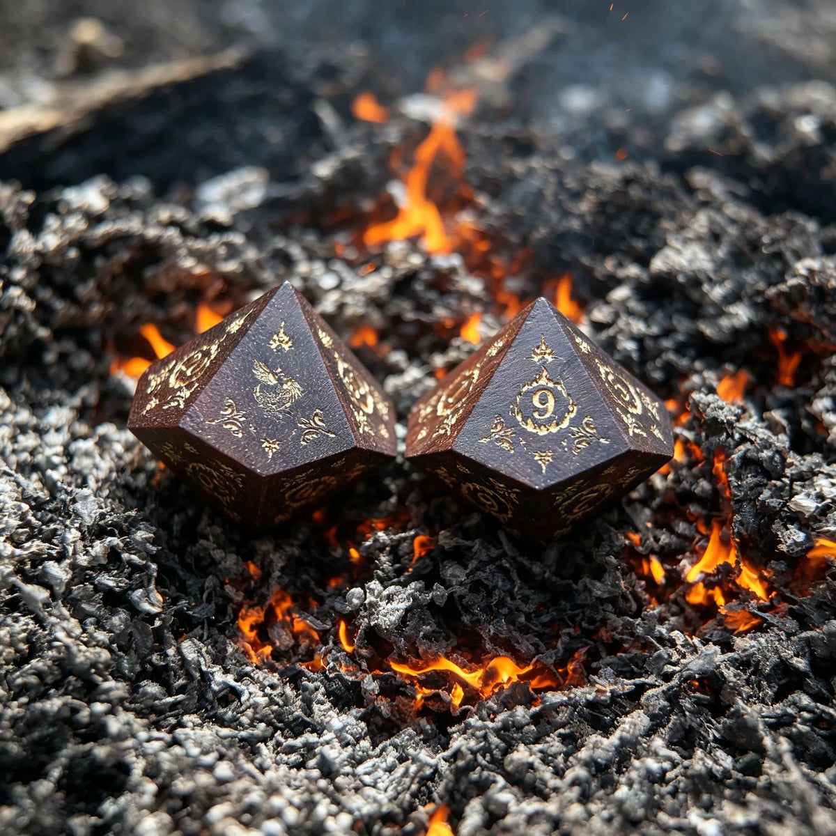 Handcrafted Natural African Rosewood DND Dice Set, 7-Piece Polyhedral Wood Dice for TTRPG, D&D, COC Tabletop Roleplaying Games