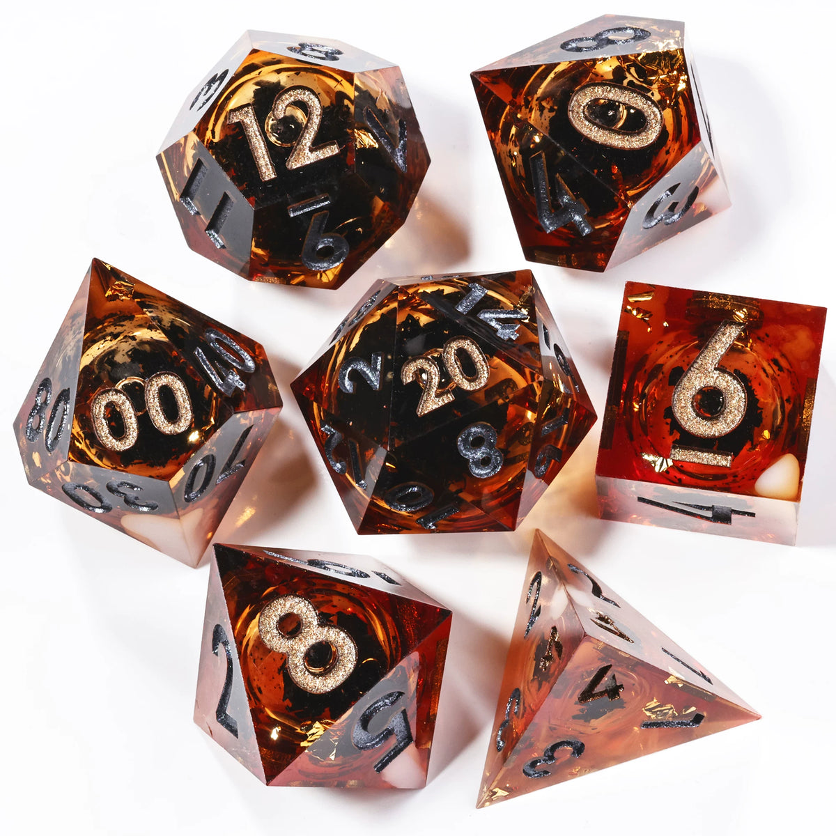 Handmade Liquid Core DND Dice Set, 7-Piece Sharp Edge Quicksand Resin Polyhedral RPG Dice for D&D