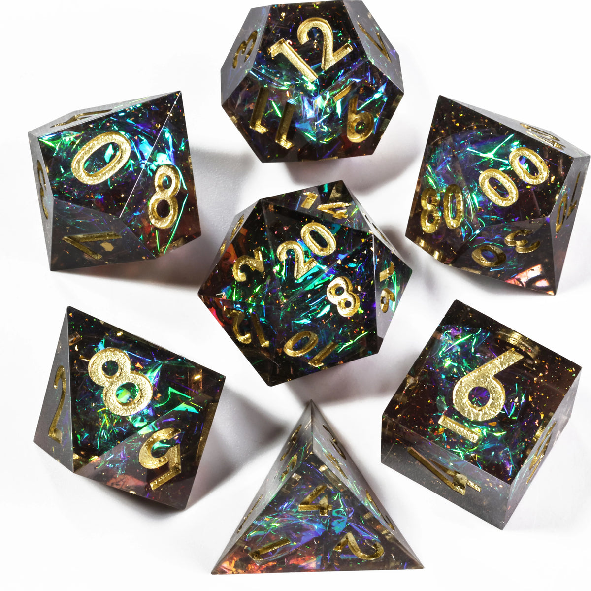 Mini Planet DND Dice Set Handmade Resin Tabletop RPG Dice for Dungeons and Dragons Galaxy Black