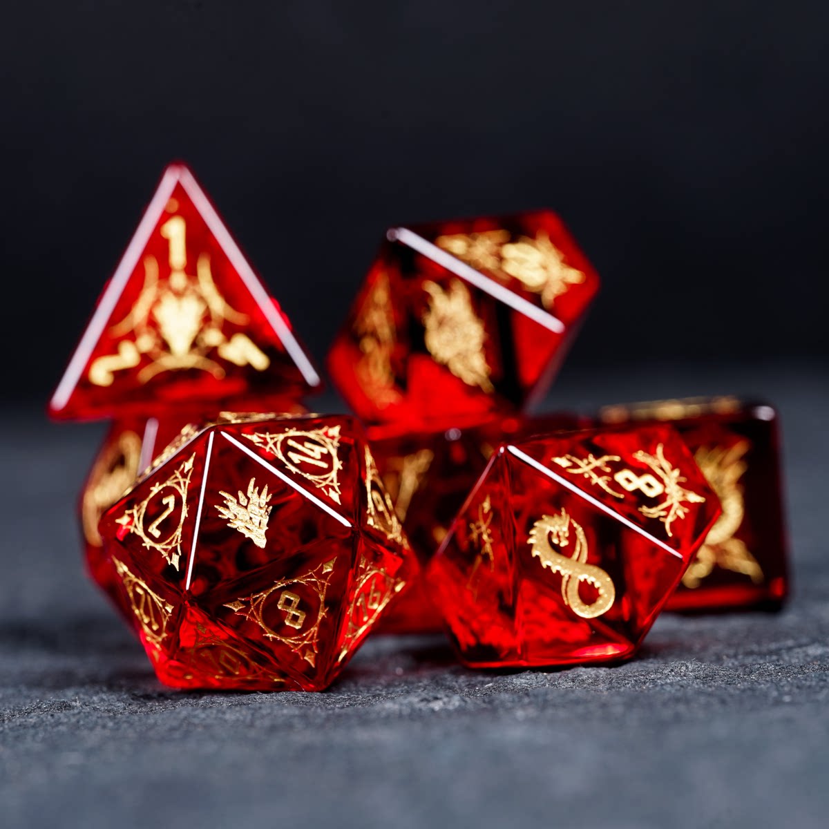 Natural Garnet Crystal DND Dice Set, Polyhedral Gemstone D20 Dice for Call of Cthulhu TTRPG