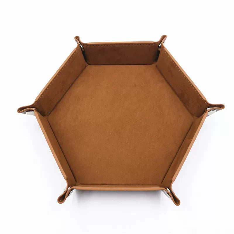 Hexagonal Velvet Dice Tray Collapsible Rolling Holder for DND RPG Tabletop Board Gaming and Storage