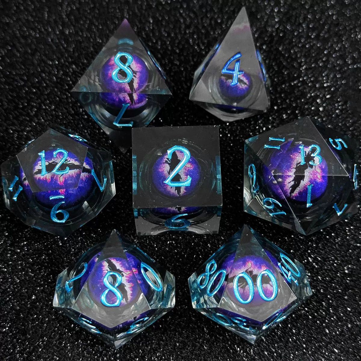 Floating Dragon Eye Polyhedral Dice Set Liquid Core RPG Dice for DND COC Tabletop Games