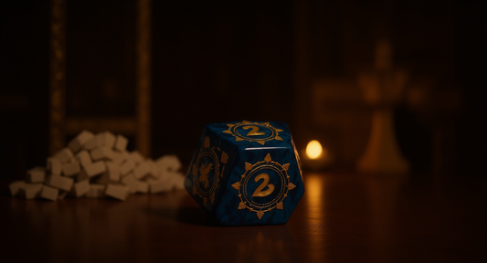 How it looks in real life: a warm chapel like scene with white and gold dice
