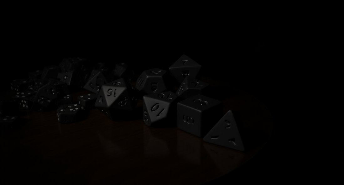 How it looks in real life: a shared table with piles of dice for a party