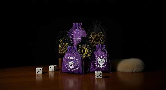 How it looks in real life: a tidy table with dice and a soft brush