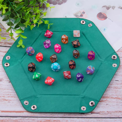 Hexagonal Velvet Dice Tray Collapsible Rolling Holder for DND RPG Tabletop Board Gaming and Storage