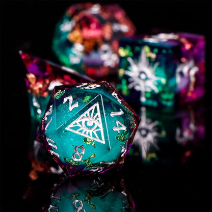 Demon Eye Polyhedral Dice Set for DND & COC Tabletop RPG, Fantasy D20 D6 Gaming Dice with Box