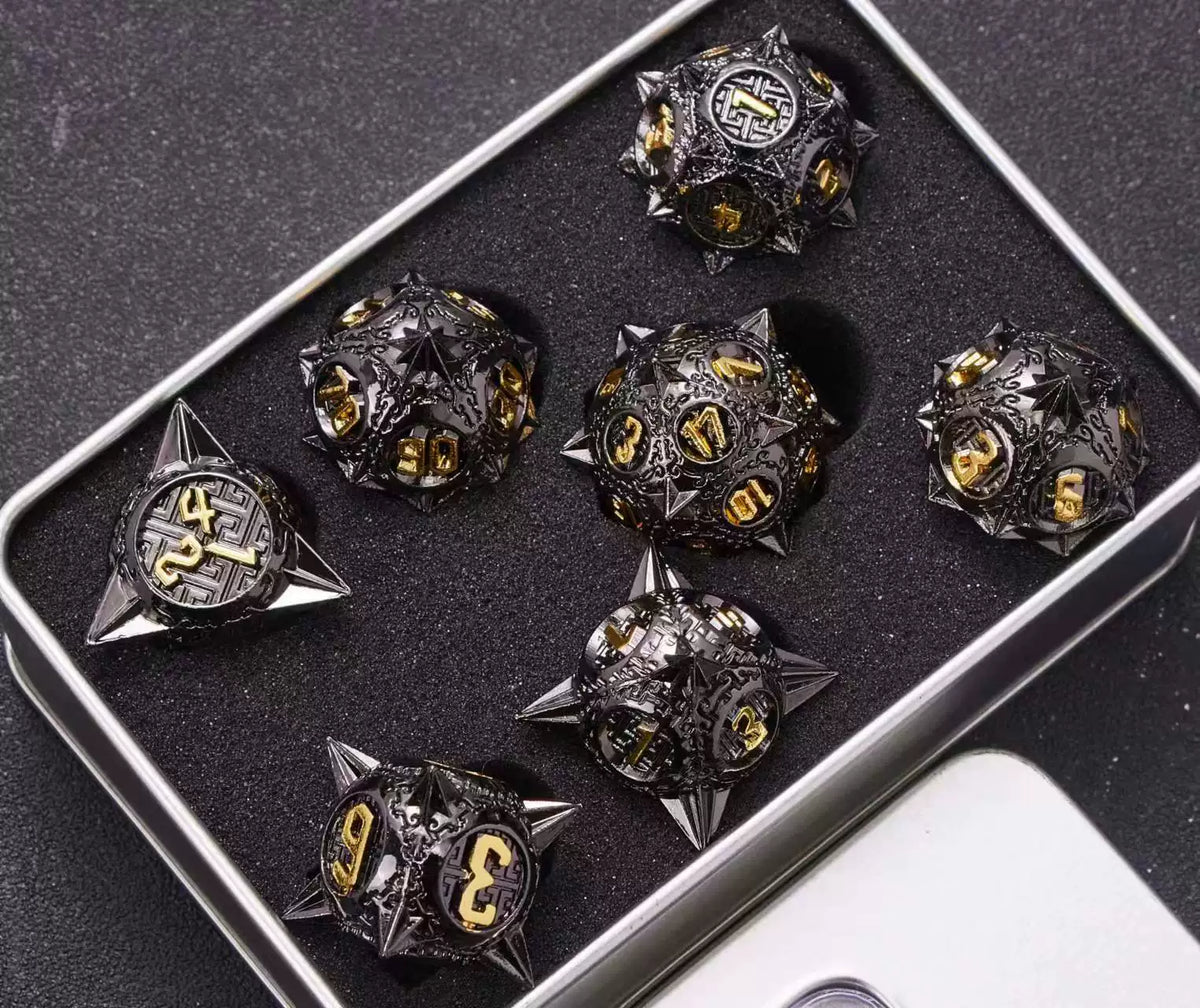 Metal Polyhedral DND Dice Set for Tabletop RPG, Cthulhu & D&D Gaming, Heavy Duty Zinc Alloy Dice with Storage Case