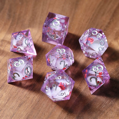Liquid Core Resin Polyhedral Dice Set, 7-Piece DND D20 Moving Quicksand Dice for Tabletop RPG