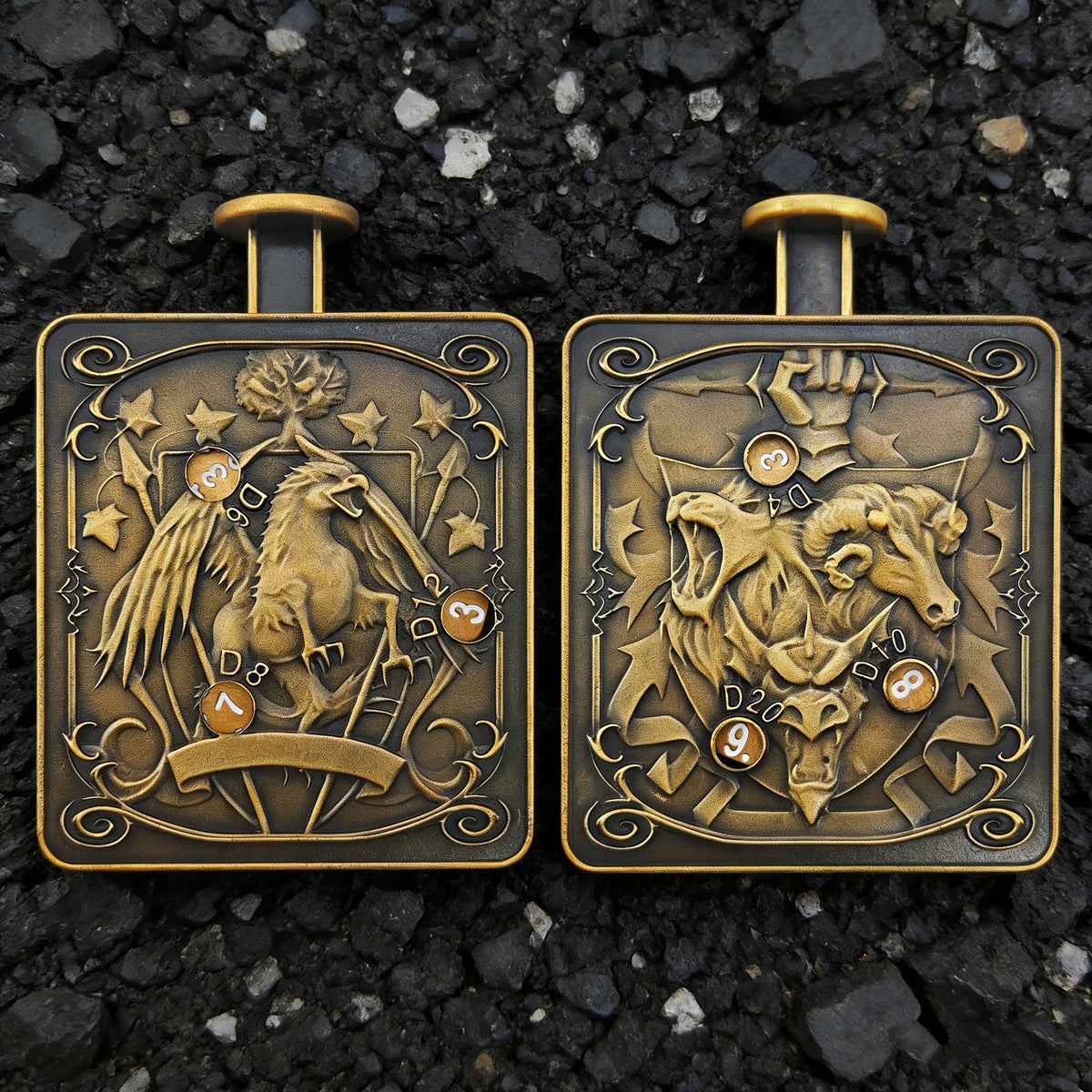 Novelty Cthulhu 3-Headed Monster Press Spinner Metal Dice, 7-in-1 Gyro Roulette D20 Polyhedral Dice for COC DND RPG Tabletop Board Game