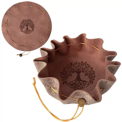 Portable Leather Drawstring Dice Bag & Rolling Tray for D&D Tabletop RPG Board Games