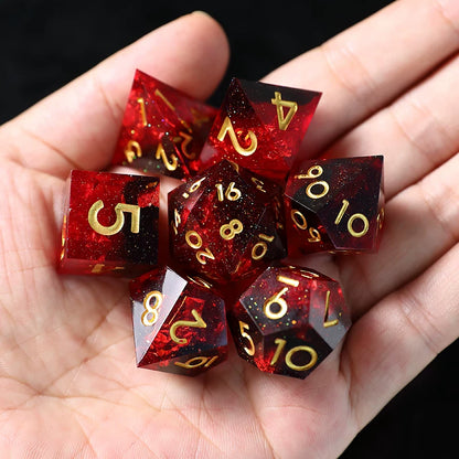 Liquid Core Resin Polyhedral Dice Set, 7-Piece DND D20 Moving Quicksand Dice for Tabletop RPG