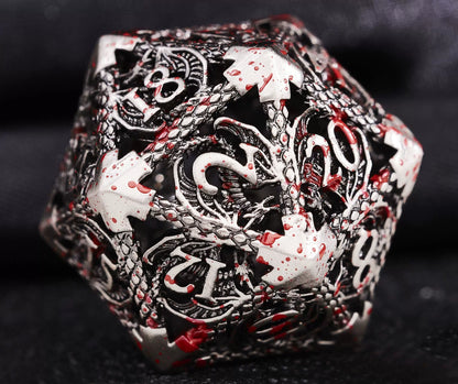 Hollow Metal Polyhedral DND Dice Set, Dragon Theme D20 Tabletop RPG Dice for D&D, Call of Cthulhu, Pathfinder, TRPG Games
