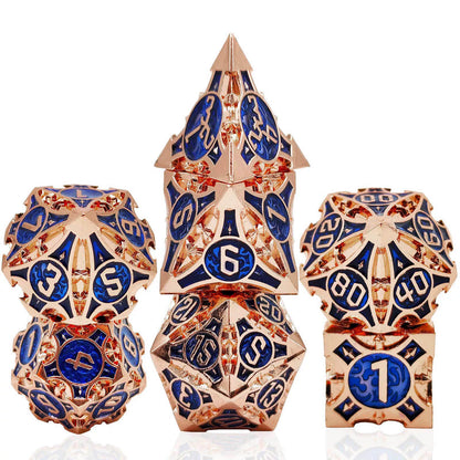 Solid Metal Sharp Edge RPG Dice Set Dragon Scale Polyhedral Gaming Dice for DND COC Warhammer Tabletop Games Collectible Gift