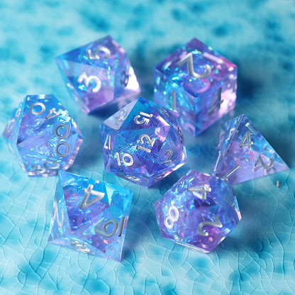 Liquid Core Resin Polyhedral Dice Set, 7-Piece DND D20 Moving Quicksand Dice for Tabletop RPG