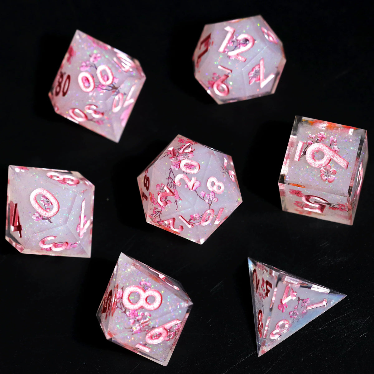 LuxeRoll Handmade Resin DND Dice Set with Gift Box - 7-Piece Sharp Edge Polyhedral RPG Tabletop Gaming Dice