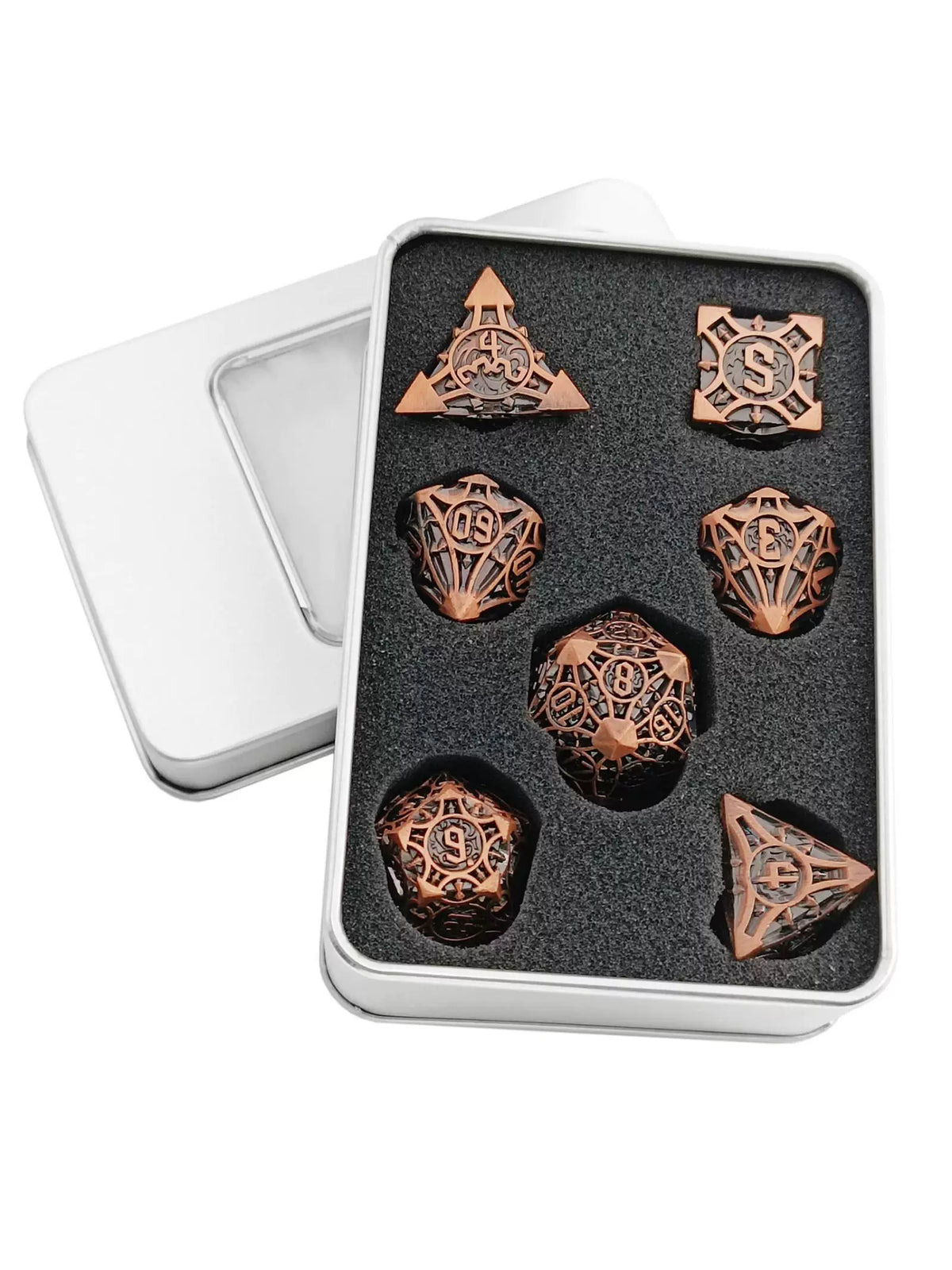 Solid Metal Sharp Edge RPG Dice Set Dragon Scale Polyhedral Gaming Dice for DND COC Warhammer Tabletop Games Collectible Gift