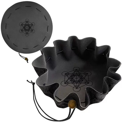 Portable Leather Drawstring Dice Bag & Rolling Tray for D&D Tabletop RPG Board Games