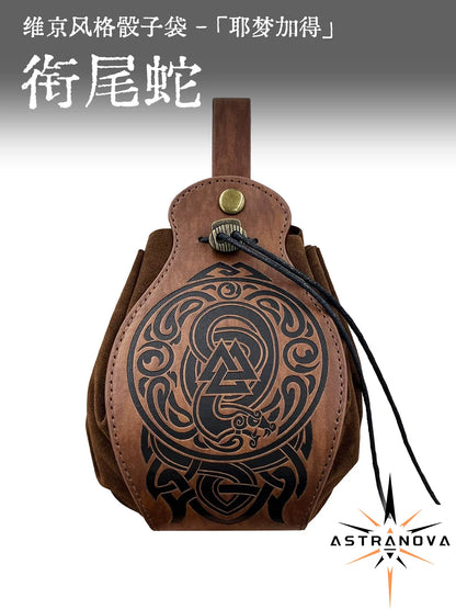 Vintage Medieval Viking Dice Bag & Belt Pouch, Drawstring Coin Purse & Rolling Tray for DND TTRPG