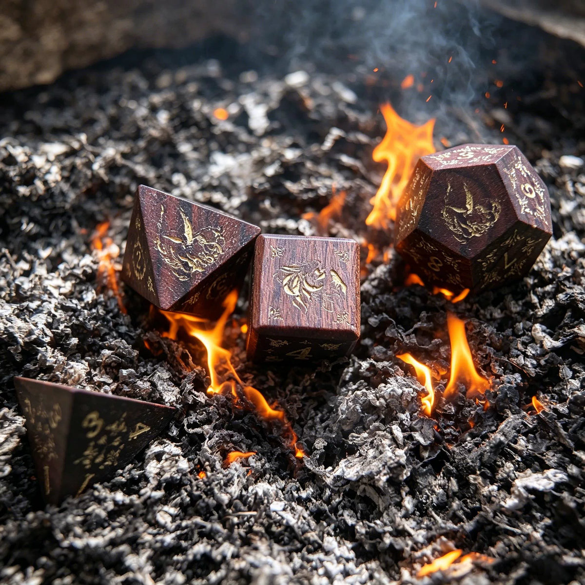Handcrafted Natural African Rosewood DND Dice Set, 7-Piece Polyhedral Wood Dice for TTRPG, D&D, COC Tabletop Roleplaying Games