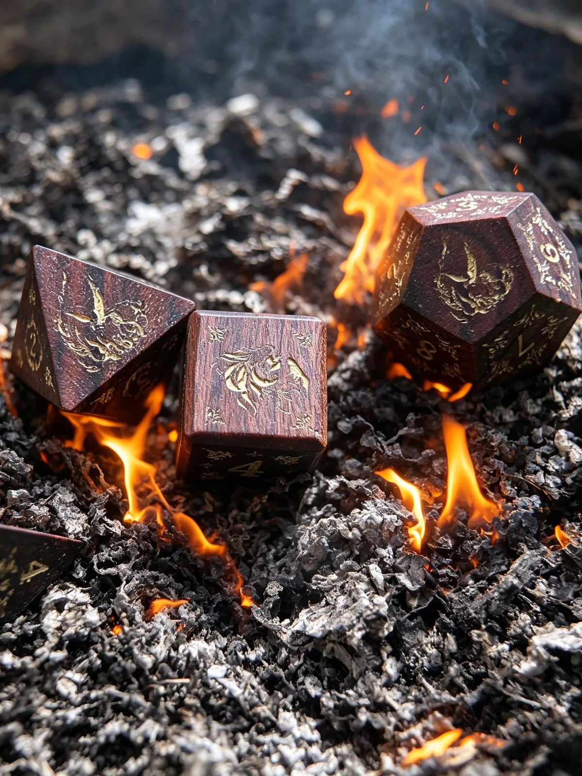 Handcrafted Natural African Rosewood DND Dice Set, 7-Piece Polyhedral Wood Dice for TTRPG, D&D, COC Tabletop Roleplaying Games