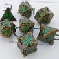 Solid Metal Sharp Edge RPG Dice Set Dragon Scale Polyhedral Gaming Dice for DND COC Warhammer Tabletop Games Collectible Gift