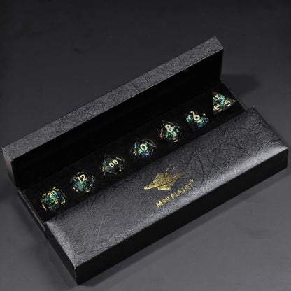 Mini Planet DND Dice Set Handmade Resin Tabletop RPG Dice for Dungeons and Dragons Galaxy Black
