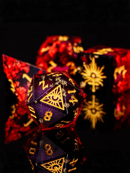 Demon Eye Polyhedral Dice Set for DND & COC Tabletop RPG, Fantasy D20 D6 Gaming Dice with Box