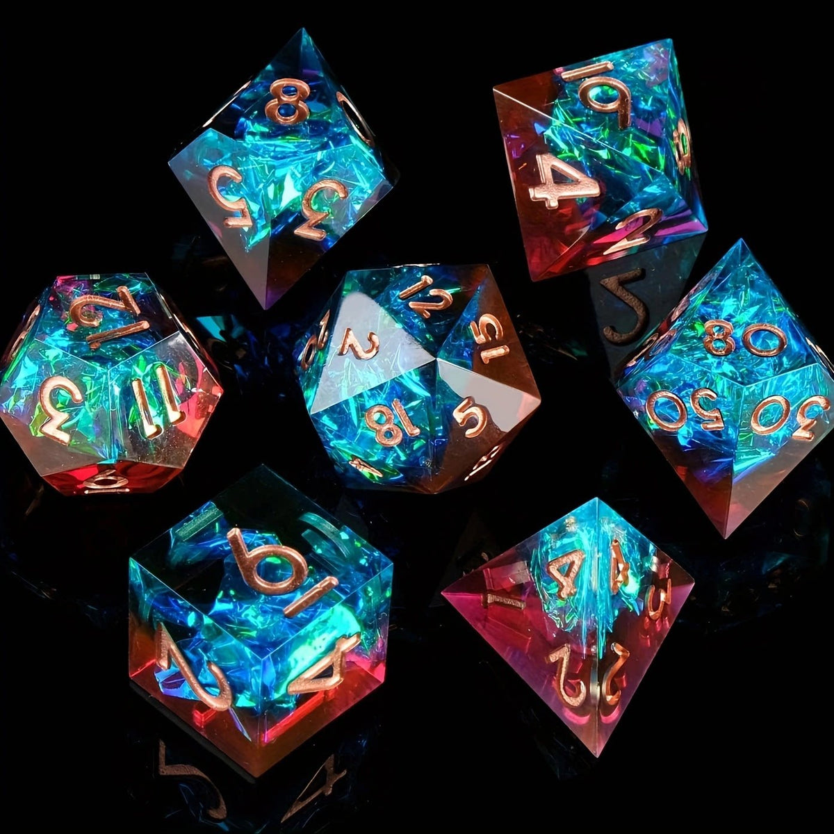 Floating Dragon Eye Polyhedral Dice Set Liquid Core RPG Dice for DND COC Tabletop Games