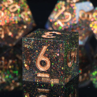Mini Planet Resin Polyhedral DND Dice Set Mystic Space RPG Dice for Dungeons and Dragons TRPG Tabletop Games
