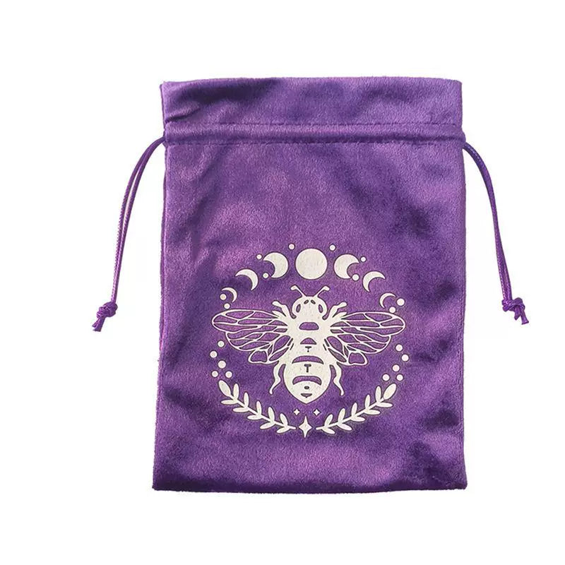 Luxury Velvet Tarot Card Drawstring Bag - Soft Storage Pouch for Oracle Cards, Crystals, Dice and Jewelry (13x18cm)
